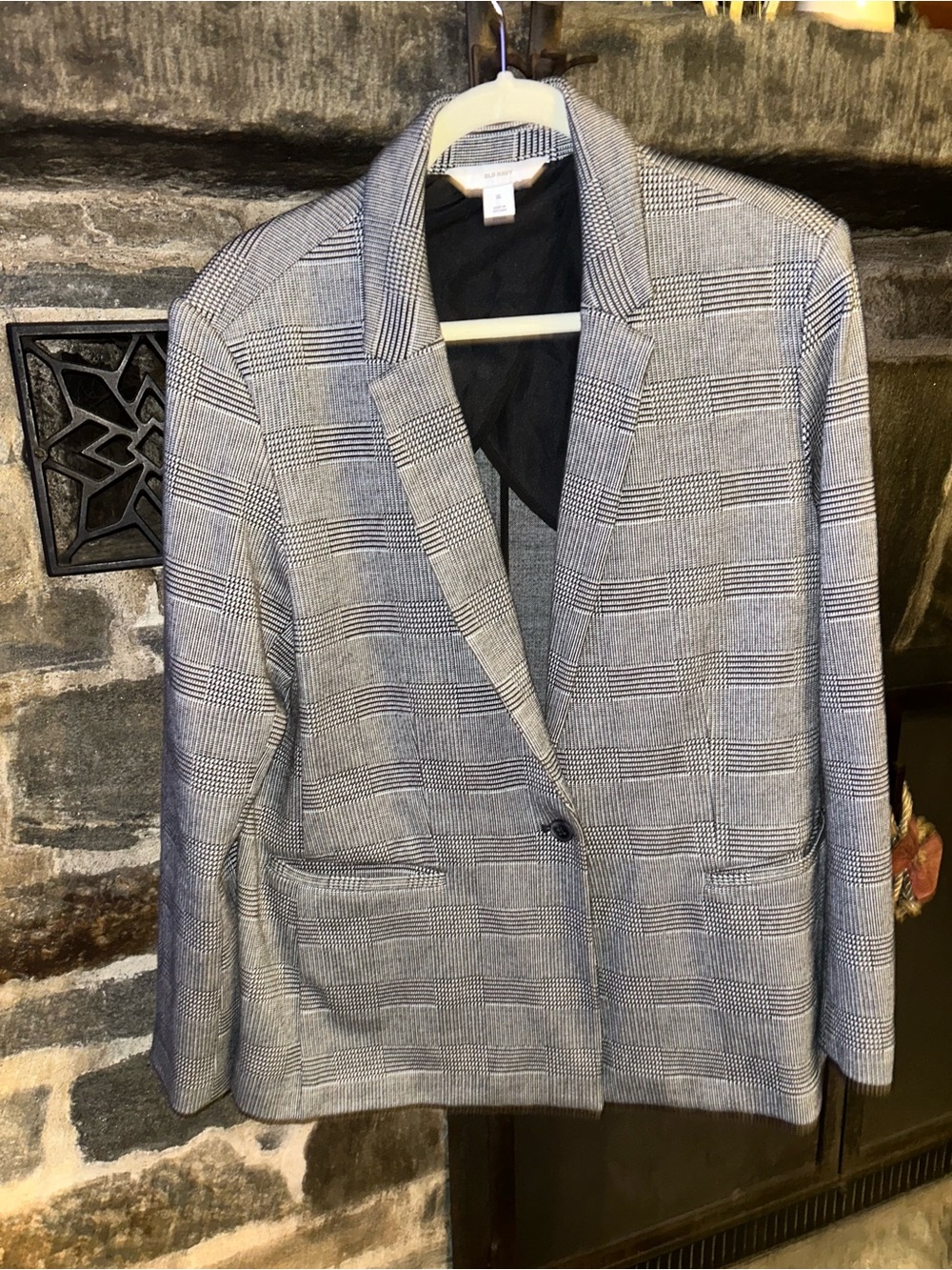 Old Navy Black Plaid Blazer XL